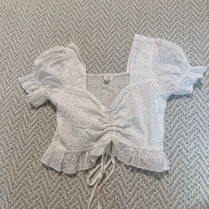 Romwe white eyelet top